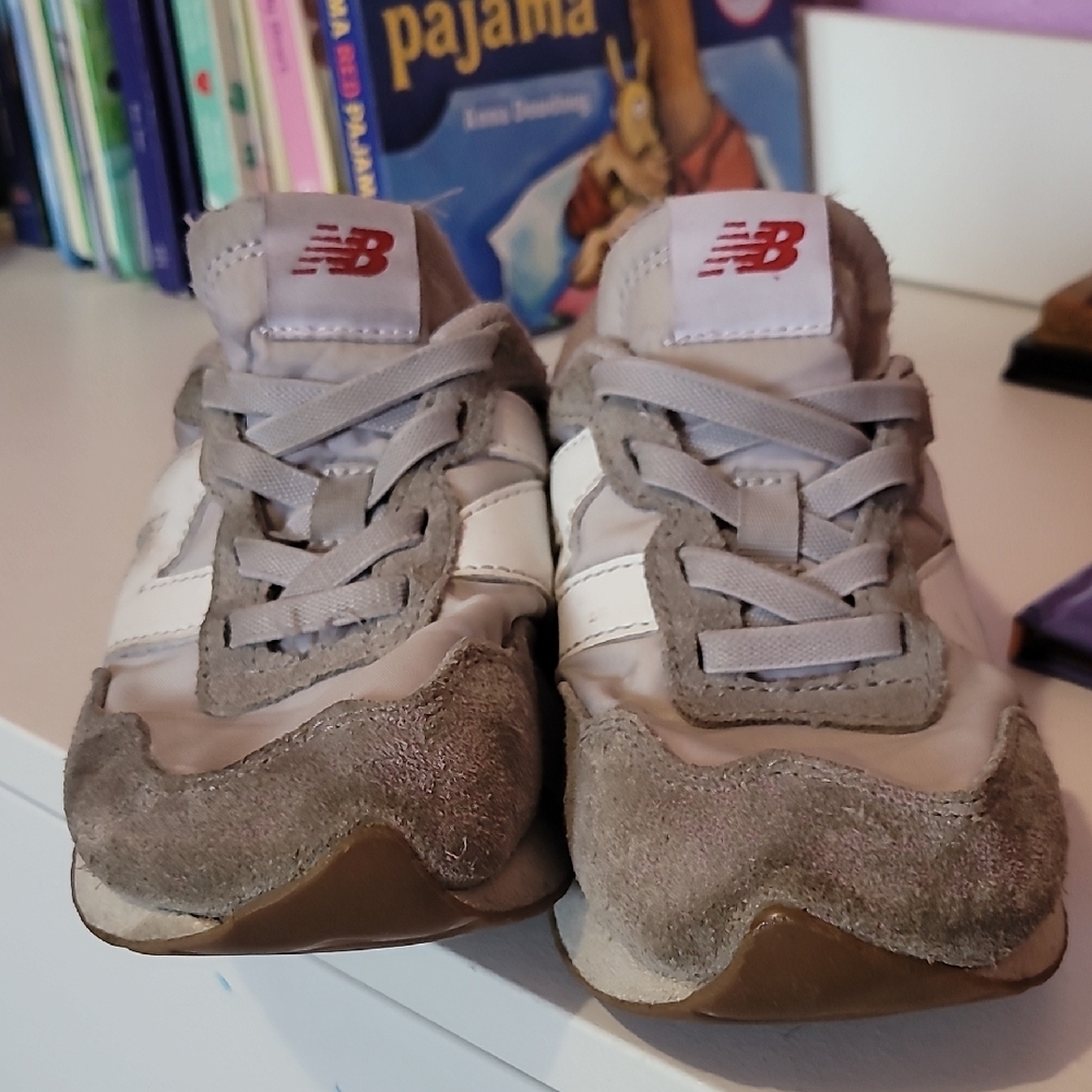 New Balance Kids' White and Gray Sneakers